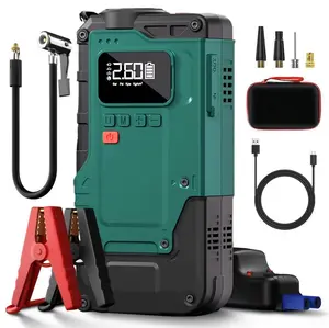 #Summervibes Car Jump Starter with Air Compressor, Portable Car Battery Jump Starter(5.0 Gas/3.0L Diesel) with 150PSI Inflator, 12V Jump Box with Emergency Lighting and Power Bank, LCD Display - Car Emergency Parts!