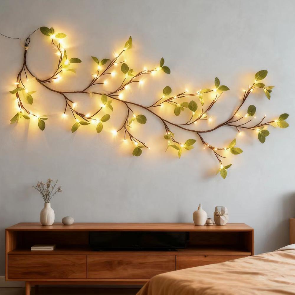 Leaf String Lights for Wall Willow Vine Tree Branch Lights Decoration Gift with 96 LED Light and Remote 8 Lighting Modes for Bedroom Wall Doors Windows Wedding Christmas