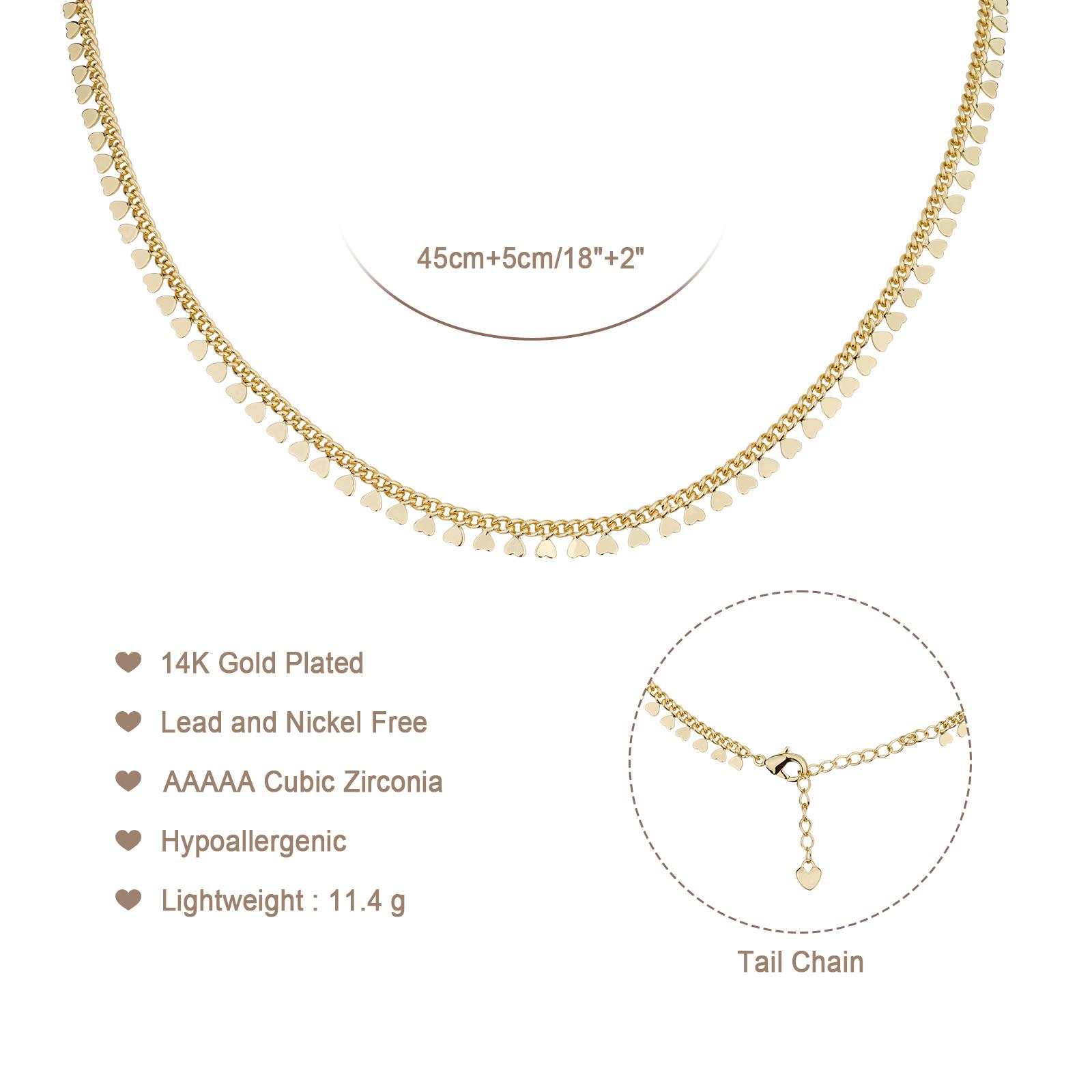 MEIITRUE 14K Gold Plated Heart Charm Necklace for Women, Hypoallergenic Fade-Resistant Dainty Chain Necklace, Trendy Jewelry Gift for Girls MEIITRUE 14K Gold Plated Heart Charm Necklace for Women, Hypoallergenic Fade-Resistant Dainty Chain Necklace, Trendy Jewelry Gift for Girls