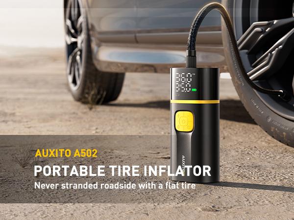 AUXITO A502 Tire Inflator Portable Air Compressor - Air Pump for Car Tires 25000mAh Portable Tire Inflator for Car Bike Motorcycle with Tire Pressure Gauge & LED Light, Car Accessories