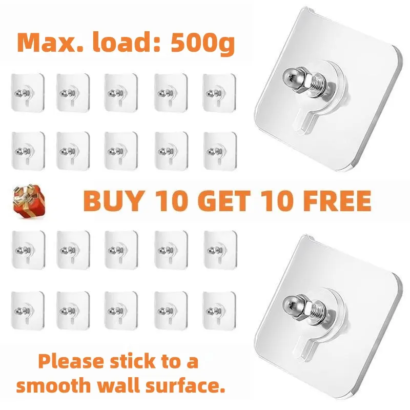 20PCS Acrylic Photo Hooks – Buy 10 Get 10 Free, Stainless Steel & Ceramic Self-Adhesive, Smooth Lightweight Wall-Mount for Room Decor & Organizer, Easy Installation,Perfect for Photos, Keys, Jewelry & Lightweight Items, Versatile Home Accessory