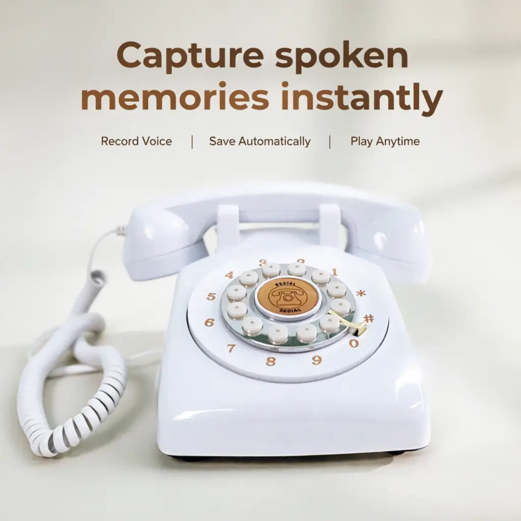 Audio Guest Book Wedding Phone,16GB Memory Customized Audio Messages, Volume Adjustable, with Message Replay Feature, Suitable for All Kinds of Party
