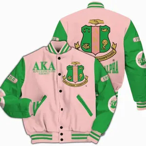 A.K.A Varsity Jacket, Salmon Pink And Apple Green Mix 1908 Sorority Jacket 468 NT1
