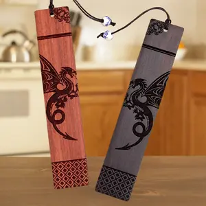 4Pcs Wood Dragon Bookmark Gift Set with Box, Cool Book Accessories for Men, Christmas Gift for Adults