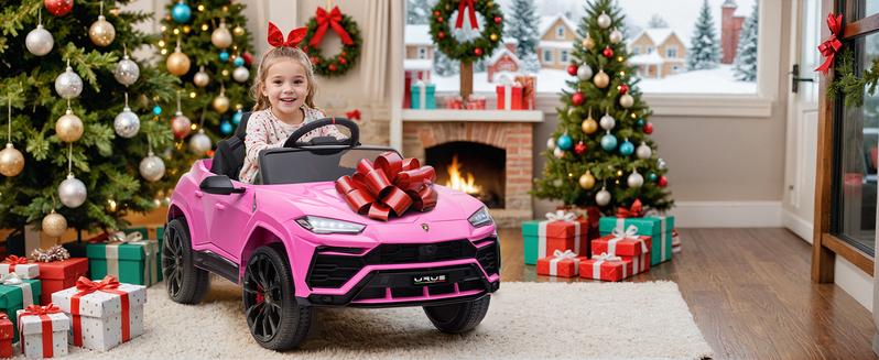 First Ride On Lamborghini Urus 12V Ride On Car for Kids, Pink Electric Car with Remote & Music, Perfect Christmas Gift | Black Friday Deal