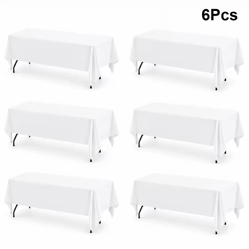 6-Pack Tablecloths Rectangular Tablecloths Solid Colors For Indoor/Outdoor Parties, Suitable For Weddings, Birthday Parties, Banquet Receptions, Picnics, Camping, Christmas, Halloween