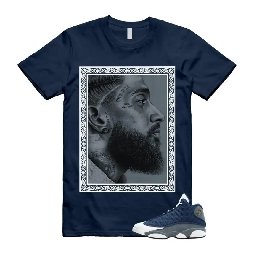 Flint Grey Navy White Sneaker Match Shirt, Flint 13 Navy White Shirt, Premium Soft Cotton Unisex T-Shirt, Perfect Sneakerhead Gift