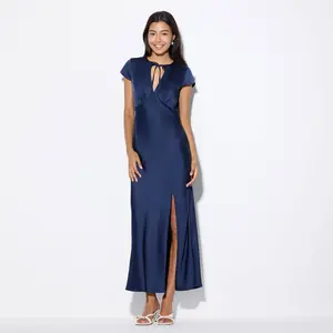 Women's Cap Sleeve Tie-Front Maxi Dress - Wild Fable Navy Blue S