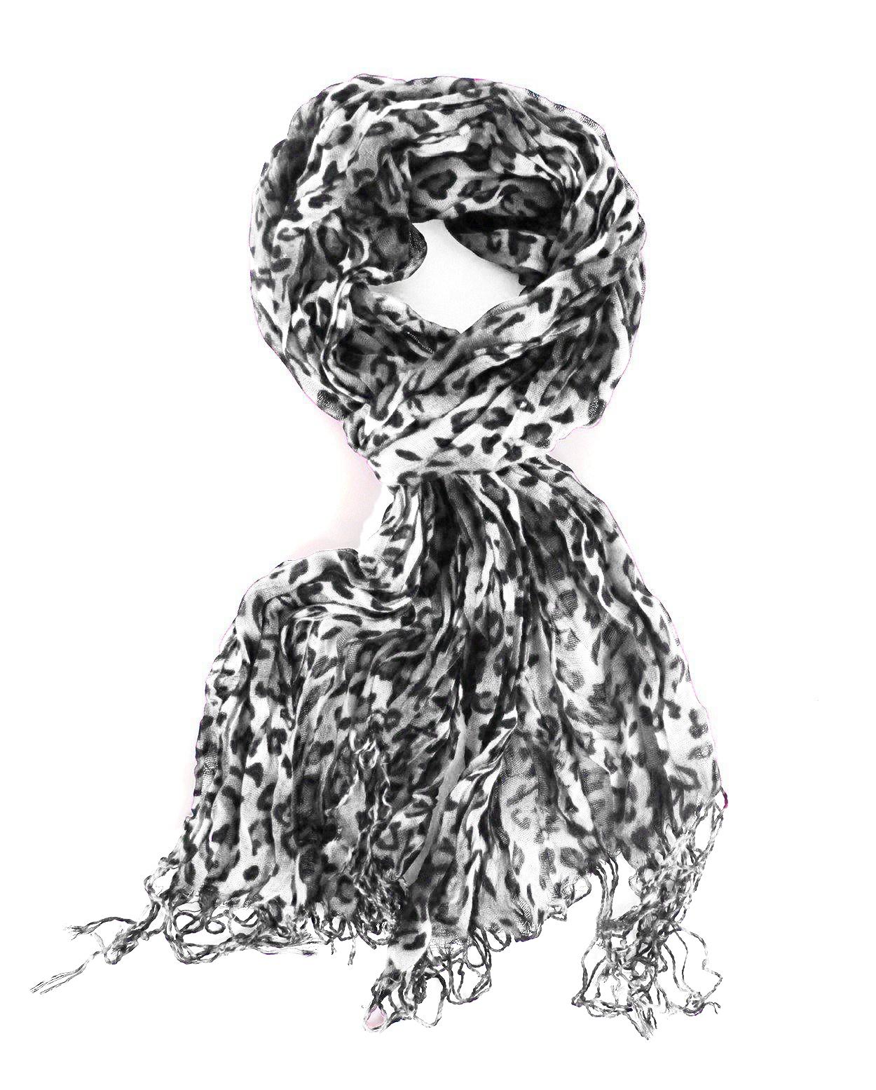 Lightweight Leopard Print Fashion Scarf - Versatile Everyday & Travel Accessory with Fringe Ends Stylish Touch Generous Length Casual Outfit