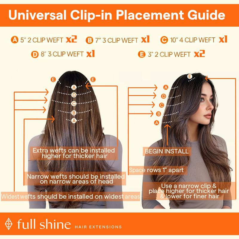 Full Shine Clip In Hair Extensions Real Human Hair 7 Pcs Natural Straight 10-28 Inch 100-150 Grams Easy Application for Women Hairpiece Silky Straight Remy Hair
