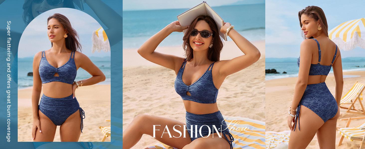 【S-XL】Hanna Nikole Women's High Waist Bikini Set Jacquard 2 Piece Swimsuit Modest Swimsuit Belly Tucker Swimsuit 2026