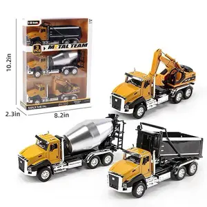 3-in-1 1:50 Die-Cast Metal Model Car Set Construction City Traffic Trucks Fire Engines Realistic Engineering Vehicles Perfect Gift for Kids