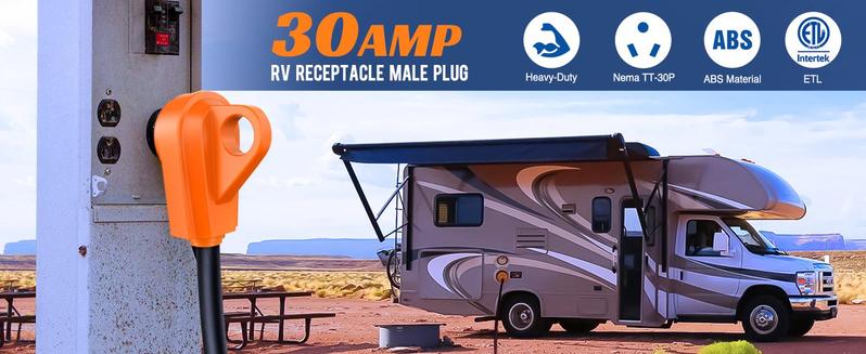 Nilight 30 Amp RV Replacement Plug 125 Volt Heavy Duty Male with Handle ETL Listed NEMA TT-30P for Camper Caravan Motorhome Van Trailer