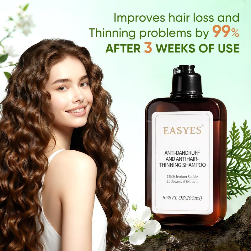 【BQ】EASYES Anti-Dandruff & Hair Thickening Shampoo | 1% Selenium Sulfide + 0.2% Piroctone Olamine | 11 Herbal Actives for 78% Less Flakes & +38% Density in 7 Days | #ScalpCare #HairGrowth