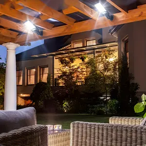 Solar Wall Lights Outdoor with Motion Sensor, 82 LED SolarPowered Waterproof Wall Lamp Automatic Light Control,Remote Control, 1200mAh Battery, 7-10 Hours Use, IP65Waterproof for Garden, Yard, Porch, and Pathway Lighting