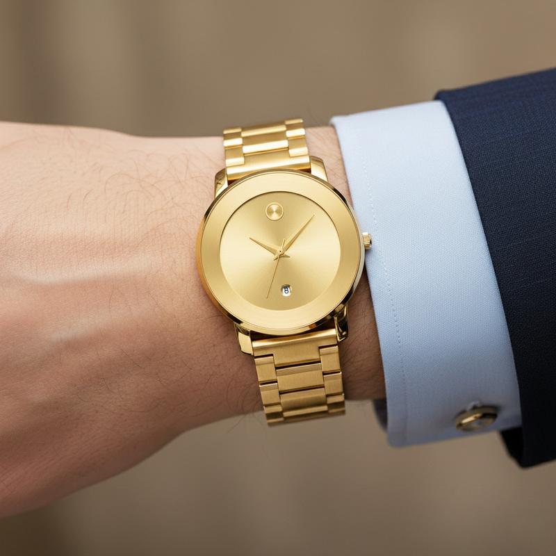 Men's Business Fashion Analog Quartz Watch 41mm Stainless Steel Strap Water Resistant for Party Daily Wear Birthday Christmas Gift with Box