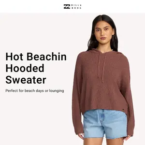 Billabong Women's Hot Beachin Hooded Sweater, Oversized fit, Cotton-Nylon Blend, Lightweight Warmth