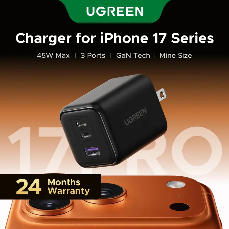UGREEN 45W USB C Charger Block Nexode 3-Port GaN Fast Type C Charger Compact Foldable Power Adapter for MacBook Pro Air Dell XPS iPhone 17 16 15 iPad Pro Galaxy S25 ,DealsForYouDays tiktokshopbacktoschool