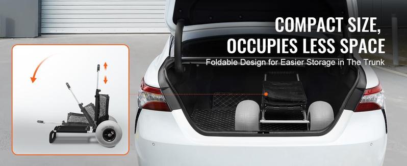 VEVOR Beach Carts with Widen TPU Balloon Big Wheels for Sand, TikTokShopBlackFriday,  Cargo Deck 165LBS Loading Folding Sand Cart & Adjustable Height, Aviation Aluminum Cart for Picnic, Fishing, Beach