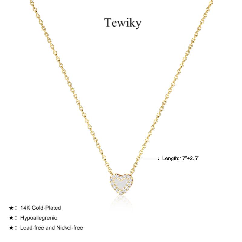 Tewiky 14K Gold Plated Blue Resin Heart-Shaped Pendant Necklace With 10mm Golden Zircon Borders for Women Trendy Fashion Gold Party Jewelry for Women Cute Gifts For Valentine's Day gifts