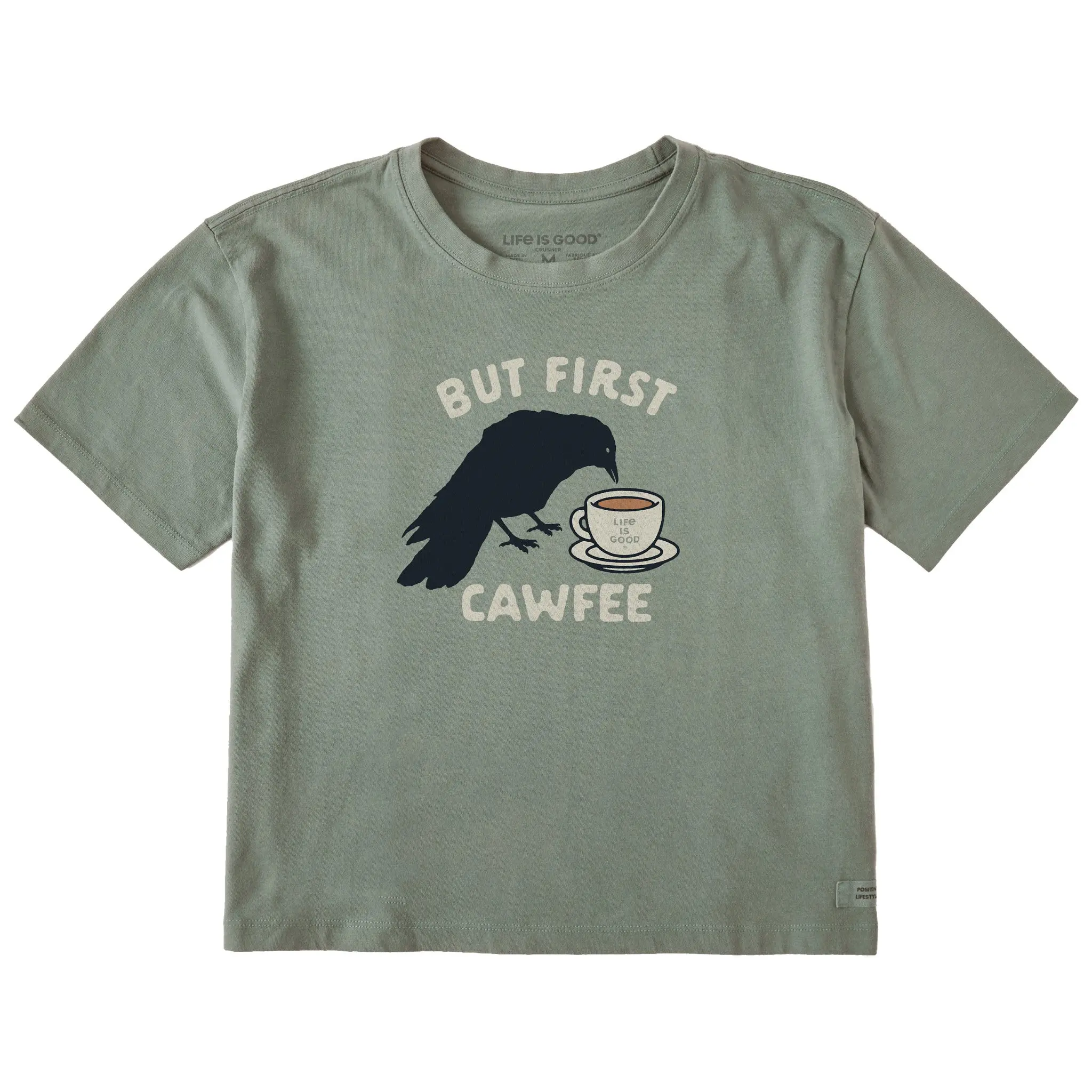 Women's But first Cawfee Short Sleeve Crusher Boxy Tee
