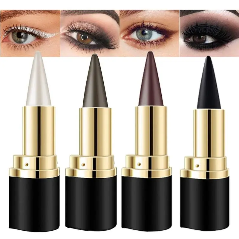 2PCS Black Waterproof Smudge-Proof Gel Eyeliner Pencil Set with Cat Eye Wing Eyeliner Stencil, Smokey Eyeshadow Stick & Smooth Goth Halloween Cosmetic Lipliner, Makeup