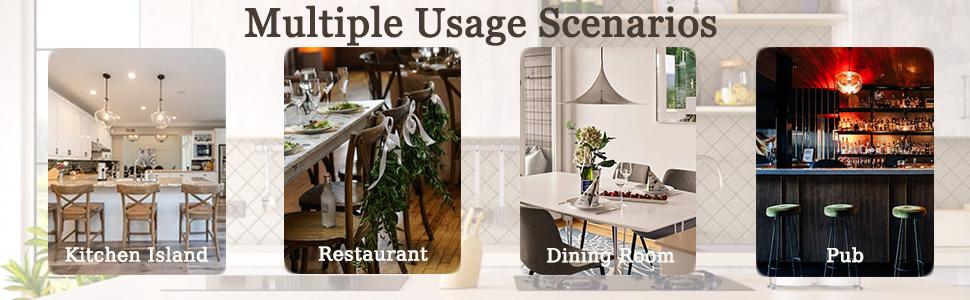 COSTWAY Wood Bar Stools Set of 2, 360° Swivel Barstools 25 Inch w/Backs, Upholstered Cushion & Footrest, Farmhouse Counter Height Bar Stools for Kitchen Island, Dining Room, Home, Pub, White/Black