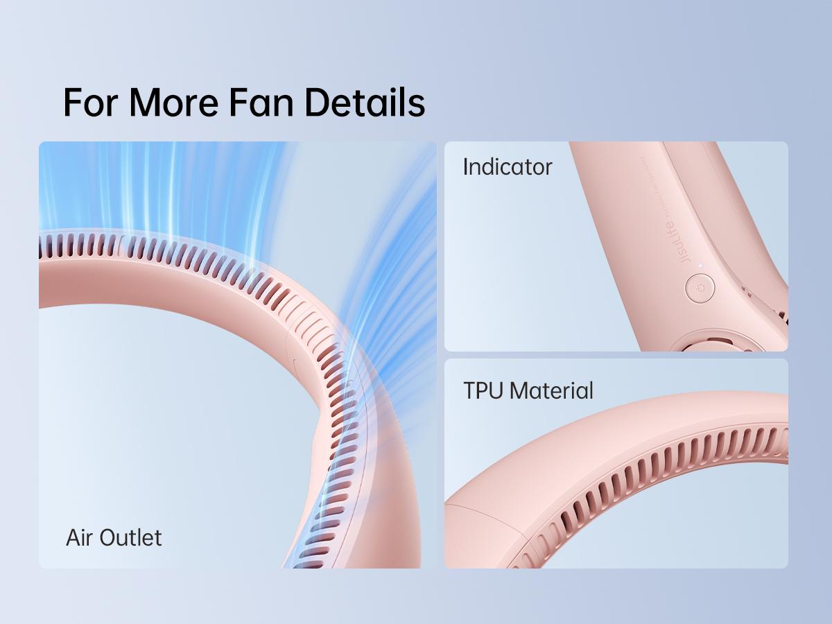Jisulife Portable Neck fan Hands Free Bladeless Fan 4000mAh Battery Operated Wearable Personal Fan Rechargeable 3 Speeds Gifts for Women Men