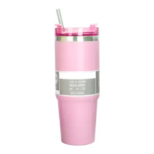 Stainless Steel Tumbler 20 oz Vacuum Insulated Coffee Mug for Home Office Outdoor Pink Reusable Double Wall Insulated Cup for Hot Cold Drinks Eco Friendly Leak Proof Car Cup Holder Friendly Tin Organiser Canister Bottles Plastic