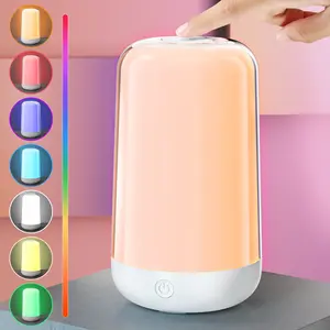 FRIDEKO HOME RGB Touch Bedside Lamp 3 Color Temperatures Portable Rechargeable Cordless Night Light Dimmable Mood Lighting for Bedroom Living Room Nursery Breastfeeding Kid Adult gift idea