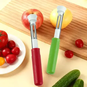2 in 1 Apple Corer and Peeler, Apple Core Removal Tool, Stainless Steel Fruit Corer, Apple Seed Remover for Cored Apples, Pears, Bell Peppers and Cakes, Kitchen Gadget for Fruit and Vegetable