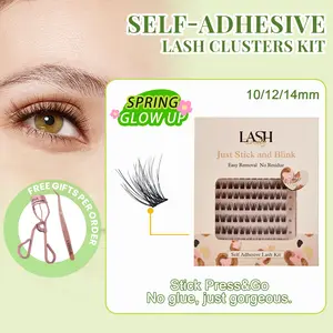 Lashterally Sassy Wispy Self-adhesive Lash Clusters Kit Pre-glued Easy Apply Easy Remove 5D Fluffy False Eyelashes 10mm/12mm/14mm 90 Eyelash Clusters Makeup Cosmetic