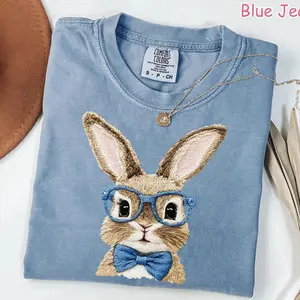 Comfort Colors Cute Easter Bunny Shirt, Womens Easter Rabbit Shirt, Coquette Bow Easter Bunny Tee, Retro Bunny Shirt, Easter Gift for Women