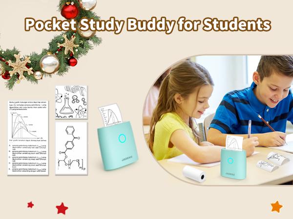 JADENS Mini Sticker Printer-2 Inch Bluetooth Thermal Pocket Printer,Inkless Portable Printer for Study Notes,Photos, Memos,Lists,Gifts,Journals Printing Machine Sticky Label,Christmas Birthday Gifts for Girls Boys