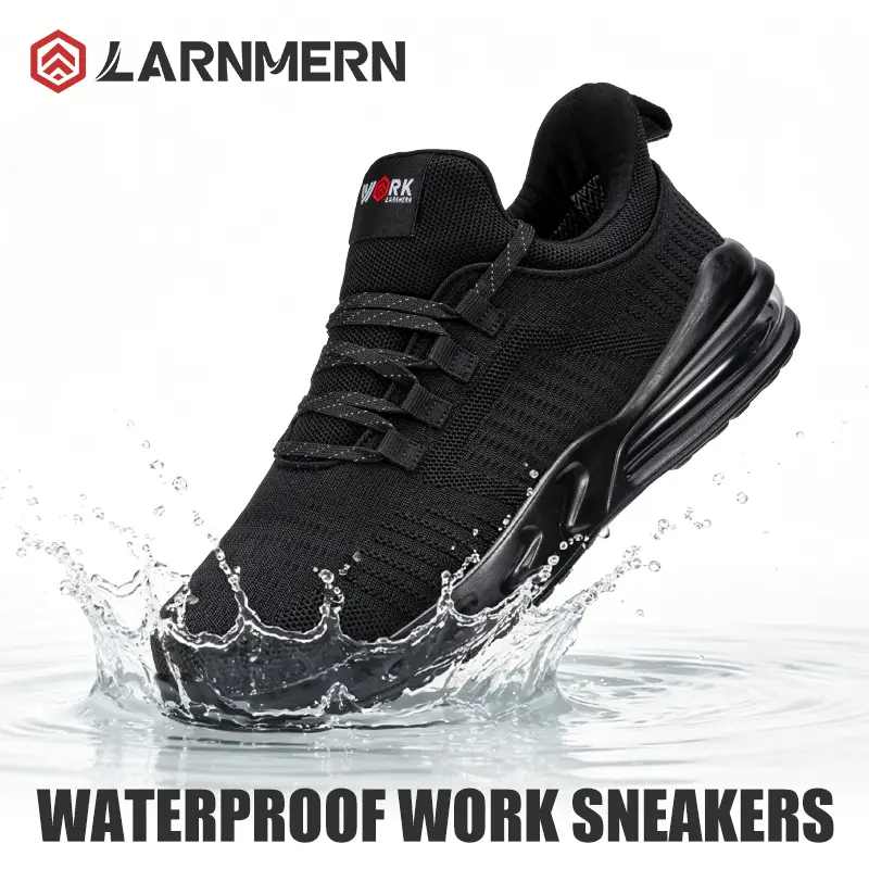 【SummerFinds】Upgraded SRC oil-resistant non-slip work shoes with four-way stretch waterproof fly knit. Light lace-up closed-toe black sneakers for men & women, great for chefs, nurses, kitchen/hospital staff. TikTok Back to School #tiktokshopsummersale