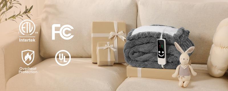 YOOFOSS Heated Blanket Electric Blanket Throw - Heating Blanket with 5 Heating Levels & 12 Hours Auto Off, Soft Cozy Sherpa FleeceWashable Blanket with Fast Heating