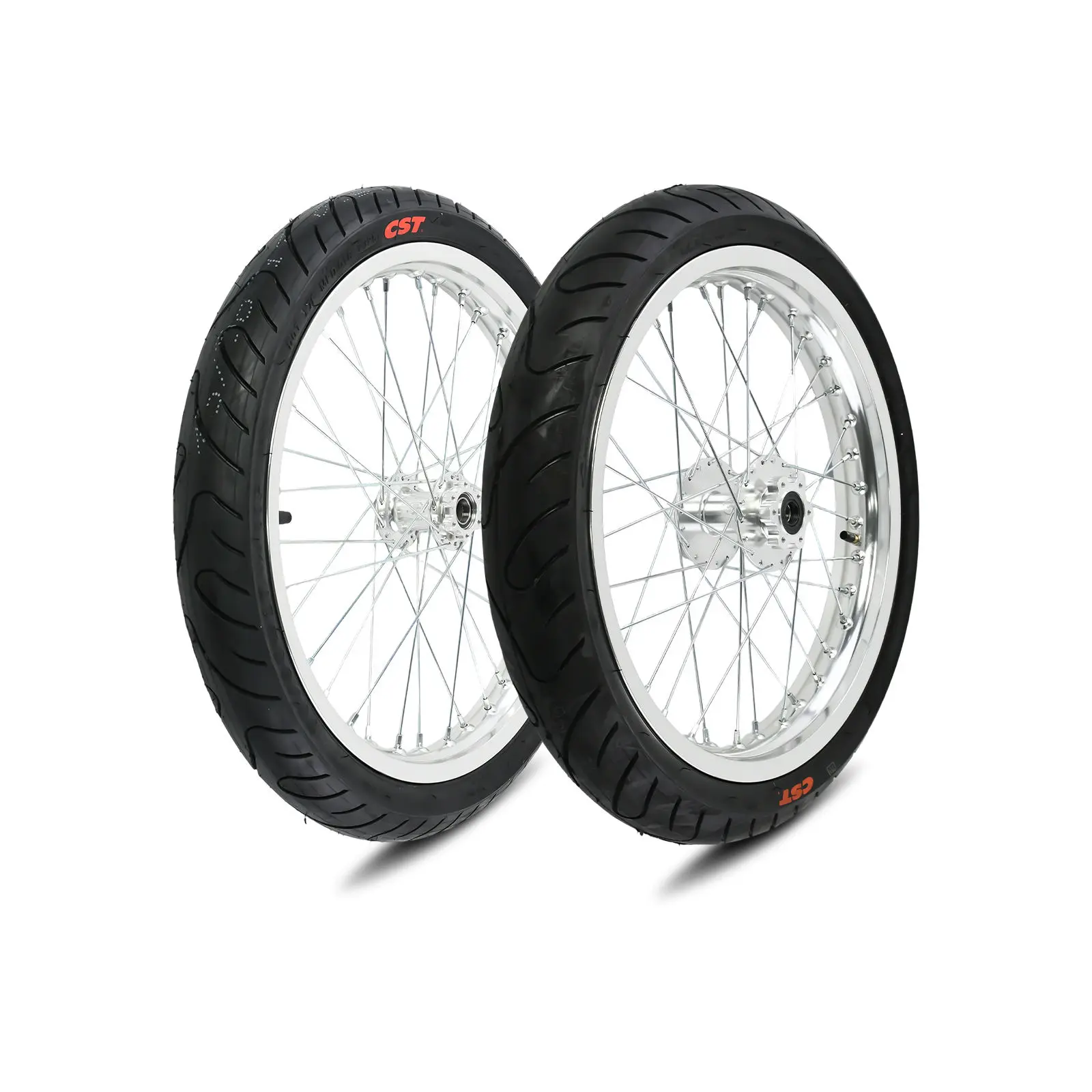 Supermoto Wheels for Surron Light Bee X S LBX LBS 17 Inch Supermoto Wheel Set for segway x260 x160 on Road Wheels Set Silver Spoke Suitable for 79bike falcon lite pro Dirt Bike Parts Bags Accessories