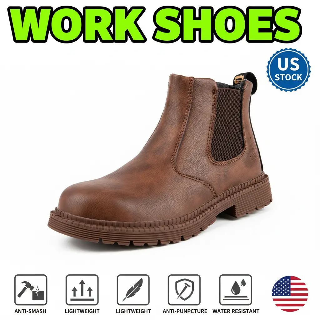 Waterproof Work Shoes for Men & Women, Breathable Safety Sneakers with Anti-Slip & Puncture-Proof Soles for Dry Kitchen & Outdoor Use, Footwear
