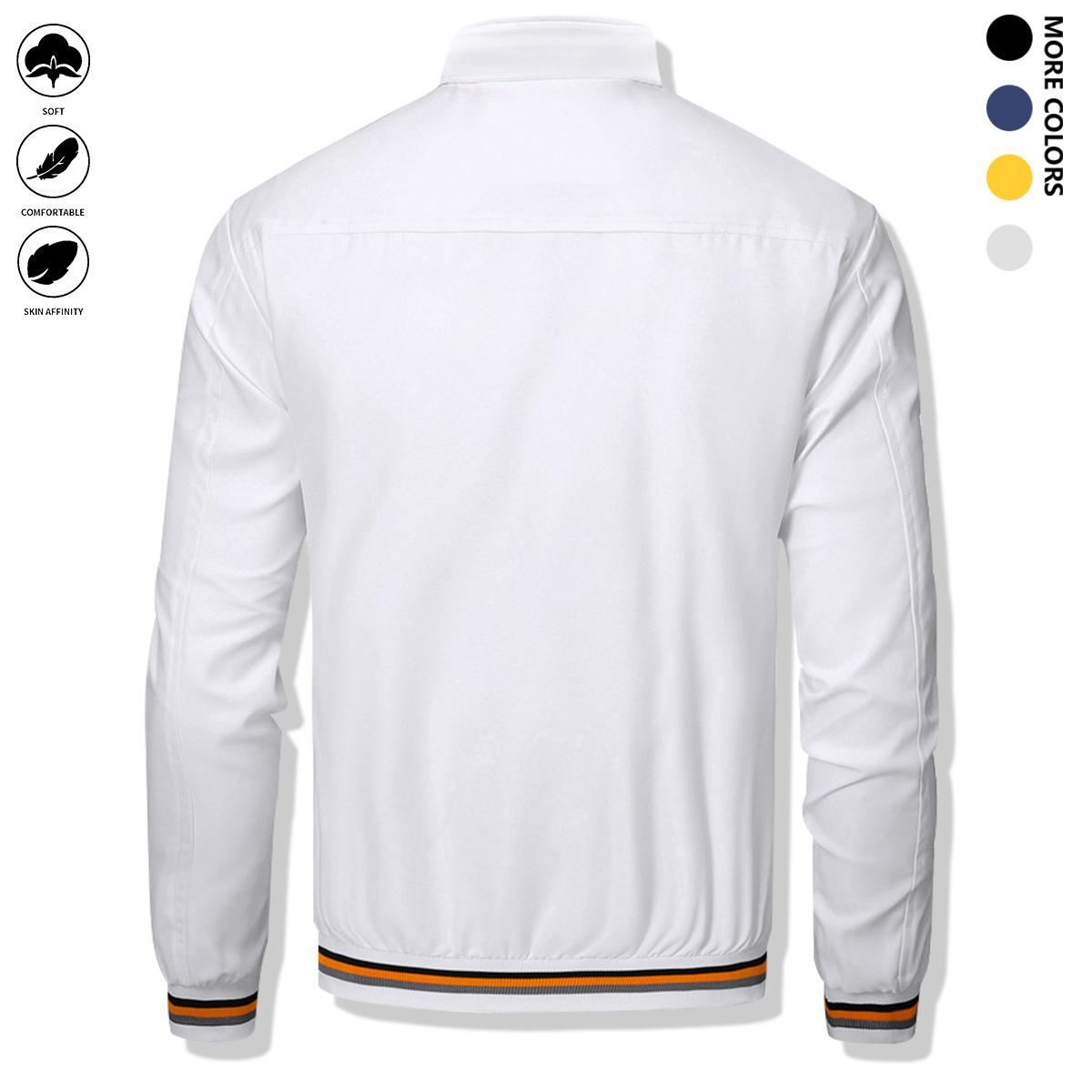 Men's casual pilot jacket, stylish fully-matched fashion zipper crew-neck polyester 100% long-sleeved non-stretch woven coat