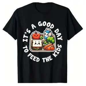 Lunch Lady T-Shirt - School Cafeteria Staff Cotton Tee - Comfort Stretch Crew Neck Summer Top graphic tees men gifts shirts men