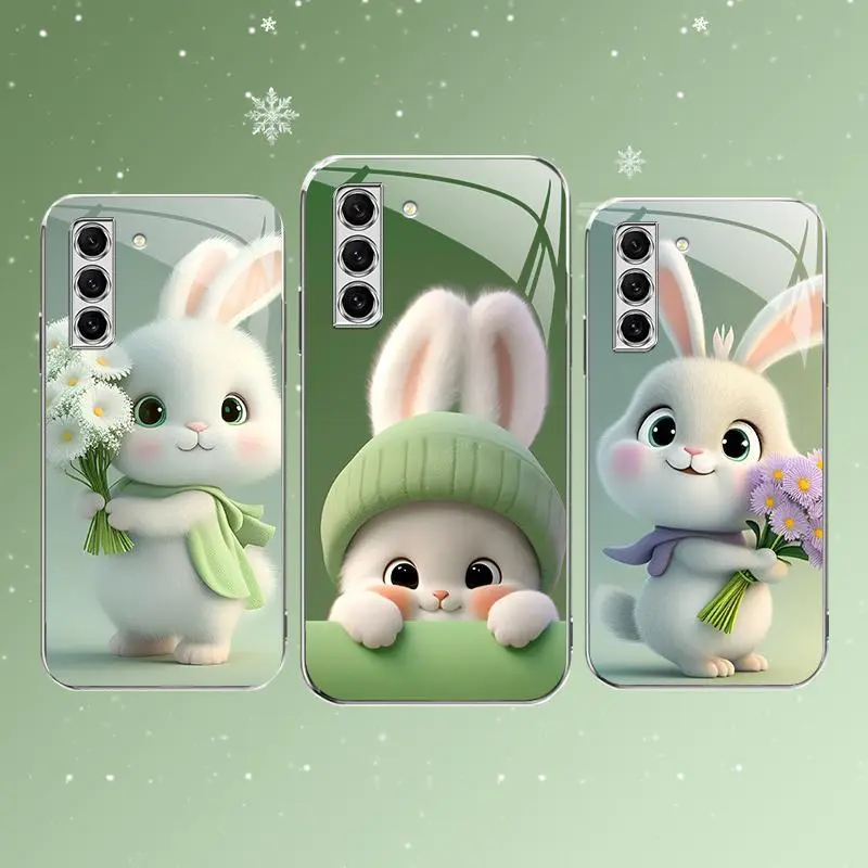 Cute Bunny Smartphone Casing - Easter Spring Green Rabbit Design Cellphone Protection Accessories for Galaxy S21 5G -975