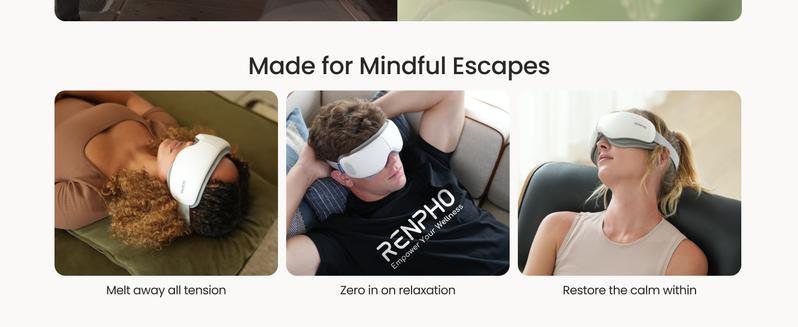 Renpho Eyeris Zen Ultra-Quiet Eye Massager with Heat, Valentines Day Gift Choice for Man Women Lightweight Heated Eye Mask for Migraines Face Massager for Dry Eyes Relief Birthday Gifts