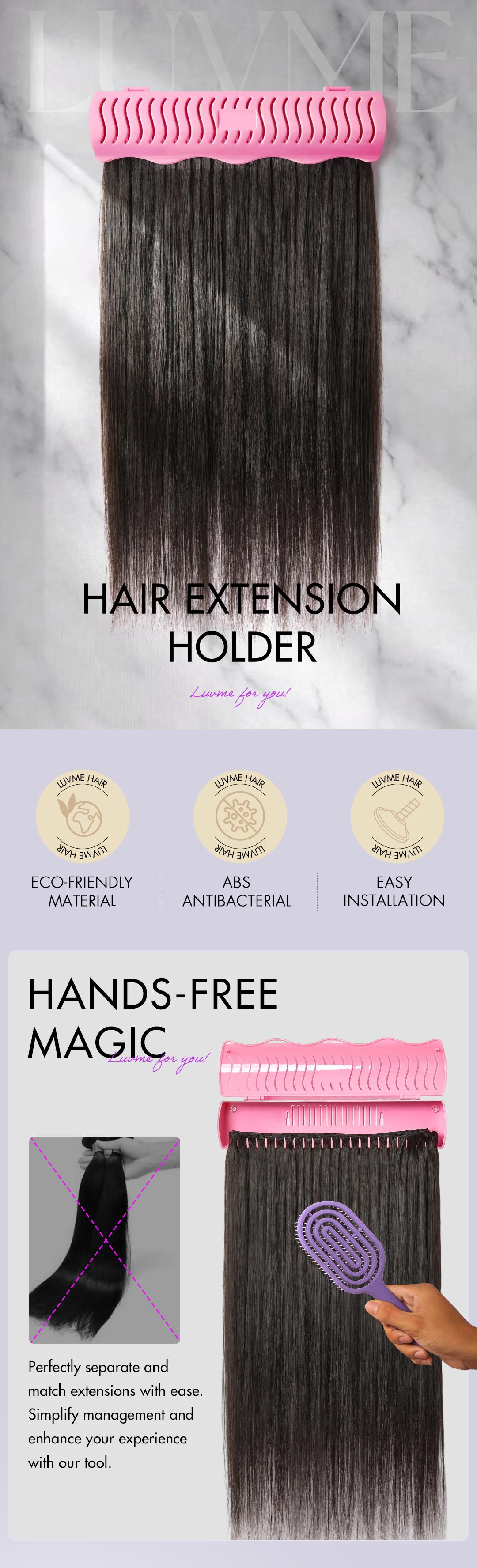 LUVME Hair Extension Holder and Hanger to Hold Clip-In,Tape-In,Bundles,Washing Coloring and Blow-Drying Haircare