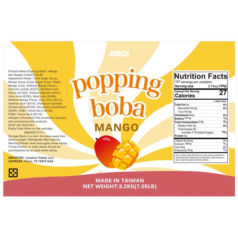 [Bundle Set] JUICII Popping Boba Pearls/bursting balls - Perfect for Bubble Tea, Frozen Yogurt, Boba, Matcha, Beverage Drinks, Ice Cream Toppings Family Size