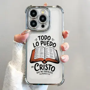 Bible Verse Aesthetic Christian Pattern Phone Case , Electroplated Cover with Airbag Shockproof Slim Soft TPU Cover for iPhone X 11 12 13 14 15 16 17 Pro Max Plus Air Cellphone Smartphone Durable Casing
