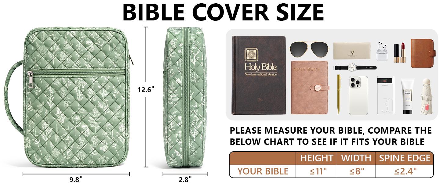 FLOE Bible Cover Case for Women Large Bible Bag, Bible Study Supplies Journaling Kit Quilted Church Bag with Handle, Puffer Carrying Case w/Tabs Accessories Easter Mothers Day Christian Gifts for Women Mom