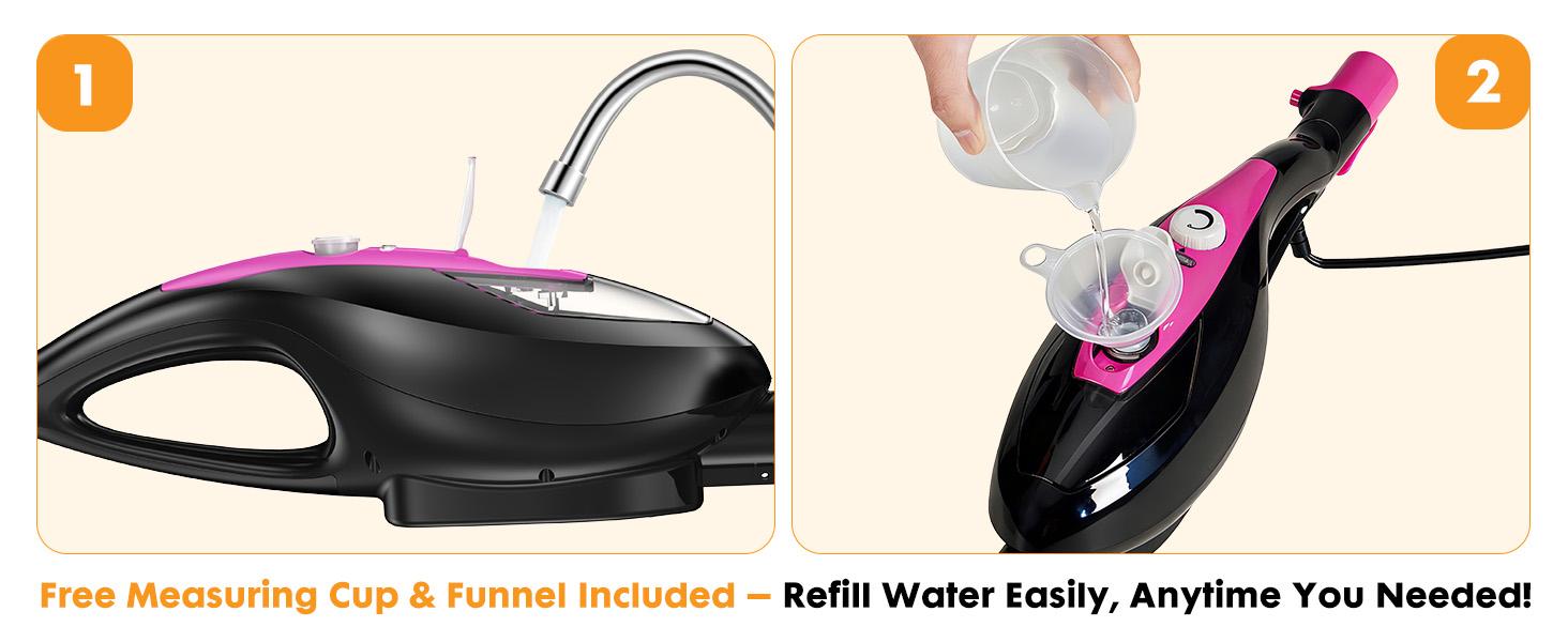 10-in-1 Steam Mop 1550W Detachable Handheld Cleaner for Hardwood Carpet Tile Grout Windows 16FT Cord 2 Washable Pads Multi-Purpose Steamer