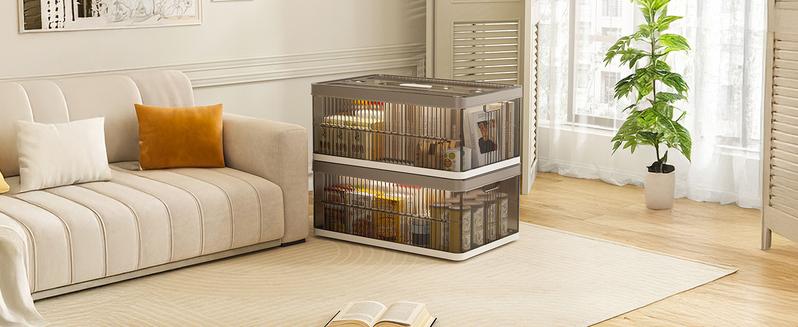 【Clearance】RaybeeFurniture 1-6 Tier Clears Plastic Storage Bins with Lid, Foldable Large Stackable Storage Bins with Wheels & Door, Dustproof for Versatile Storage Boxes Collapsible, Pefect for Bedroom, Living Room,Apartment Furniture