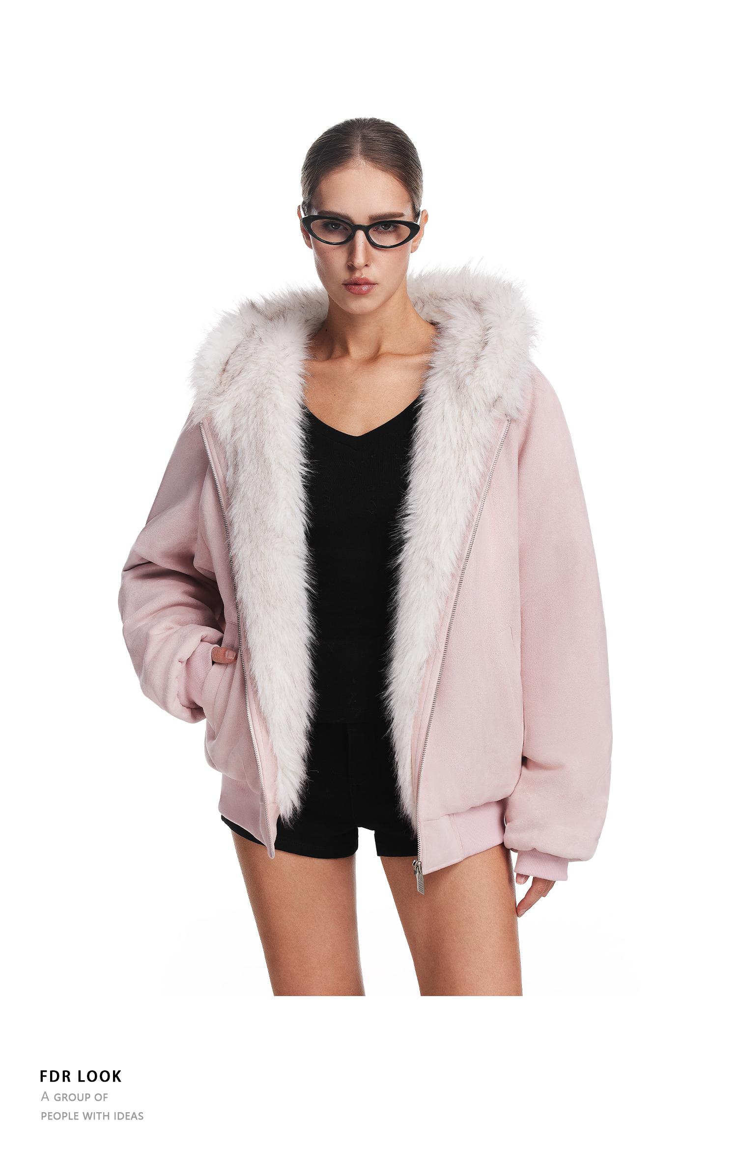 FDR Oversized Faux Suede Cozy Jacket with Cat Ears & Leopard Print Soft Warm Faux Fur Lining Unisex  Womenswear Sweatshirts Fall Fashion Coat Winter Outfits