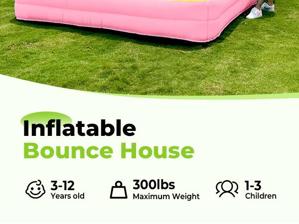 Outfunny Inflatable Bounce House Large Bouncy Castle for Kids with Slide Outdoor & Indoor 450W Blower 6 in 1 Interactive Play Zones Safety First Year Round Fun Gift